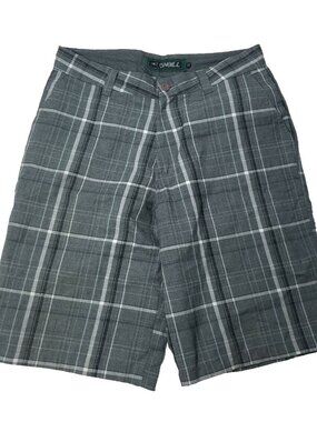 Oneill Triumph Shorts Mens Size 32 Grey Plaid Striped Casual Streetwear Skater